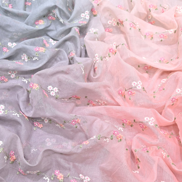 4D Shaded Mul Chanderi Zari & Thread Embroidery Fabric – Designer Summer Fabric GP3925A-4