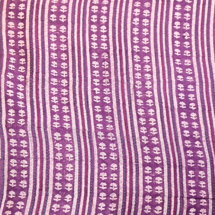 Pure Silk Chanderi Kantha Print Fabric 44" – Designer Printed Silk Chanderi Fabric - KAT445-10