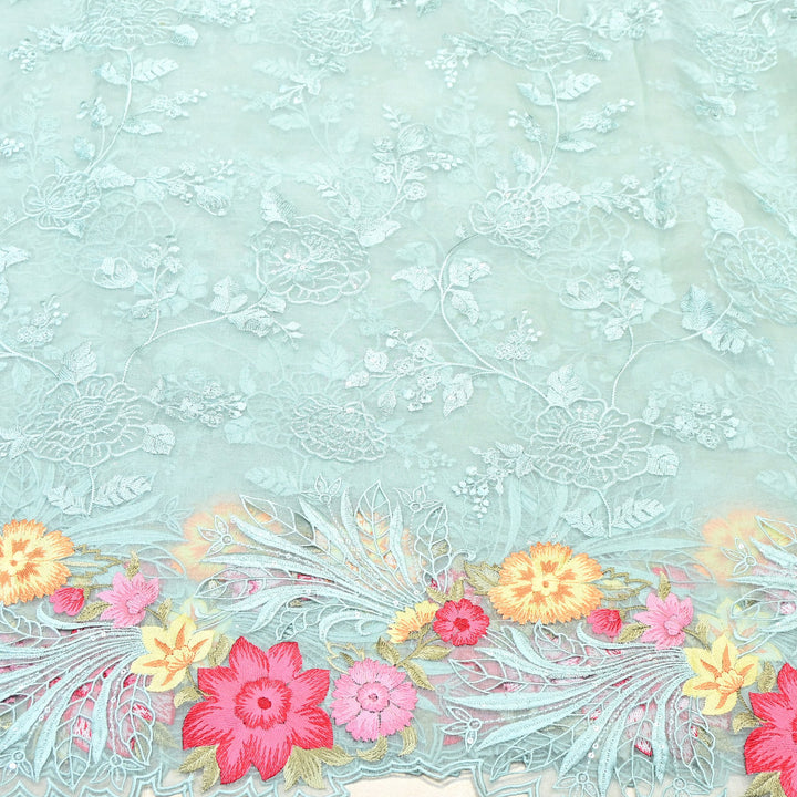 Premium Dyed Organza Cutwork Embroidery Fabric | Designer Organza Embroidered Fabric | MH0130-1