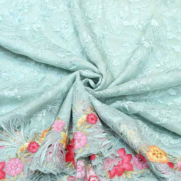 Premium Dyed Organza Cutwork Embroidery Fabric | Designer Organza Embroidered Fabric | MH0130-1