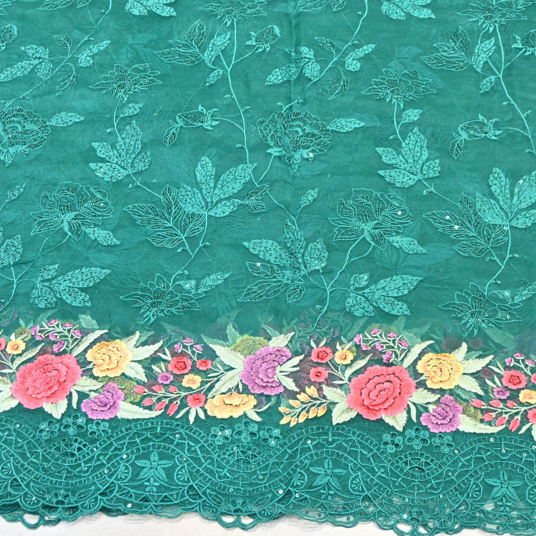 Premium Dyed Organza Cutwork Embroidery Fabric | Designer Organza Embroidered Fabric | MH0130-4