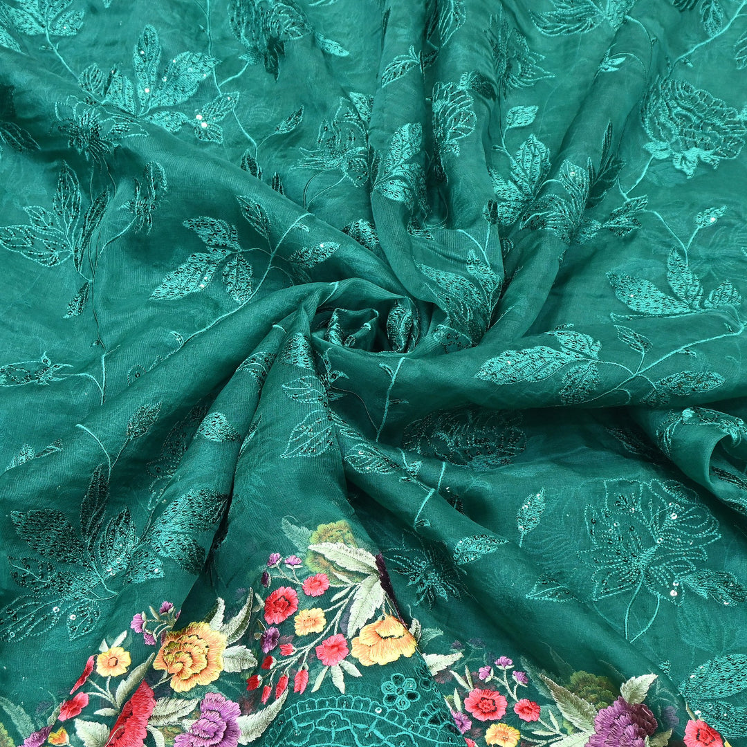 Premium Dyed Organza Cutwork Embroidery Fabric | Designer Organza Embroidered Fabric | MH0130-4