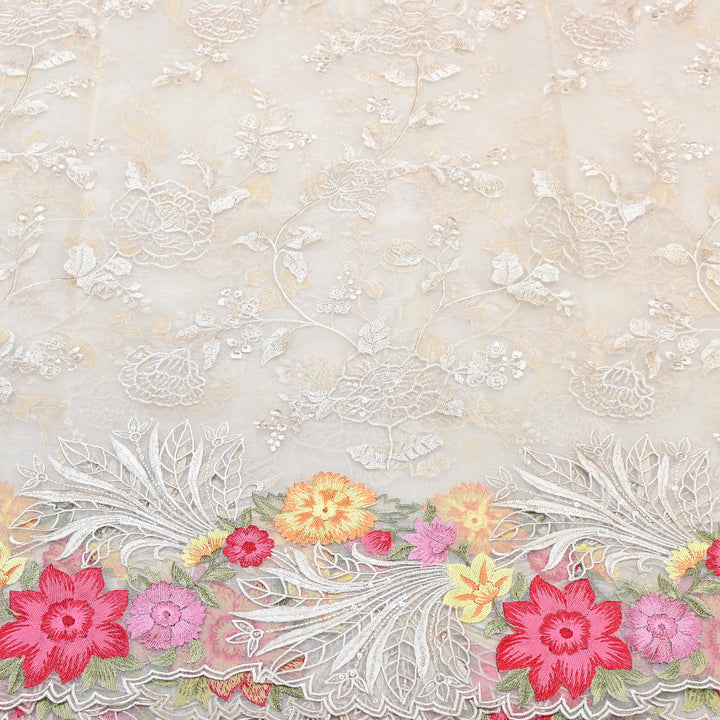 Premium Dyed Organza Cutwork Embroidery Fabric | Designer Organza Embroidered Fabric | MH0130-2