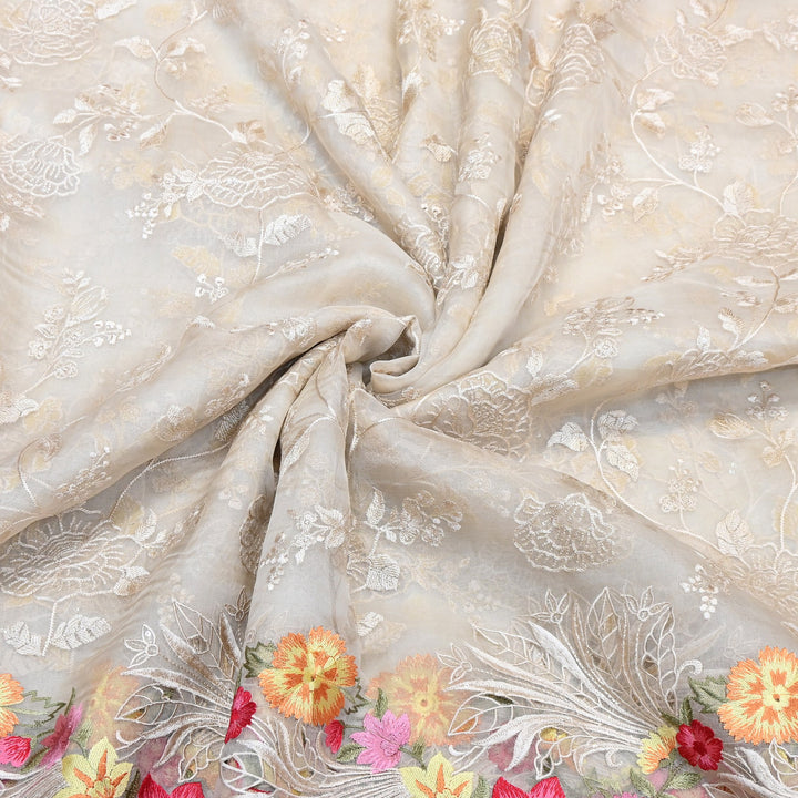 Premium Dyed Organza Cutwork Embroidery Fabric | Designer Organza Embroidered Fabric | MH0130-2