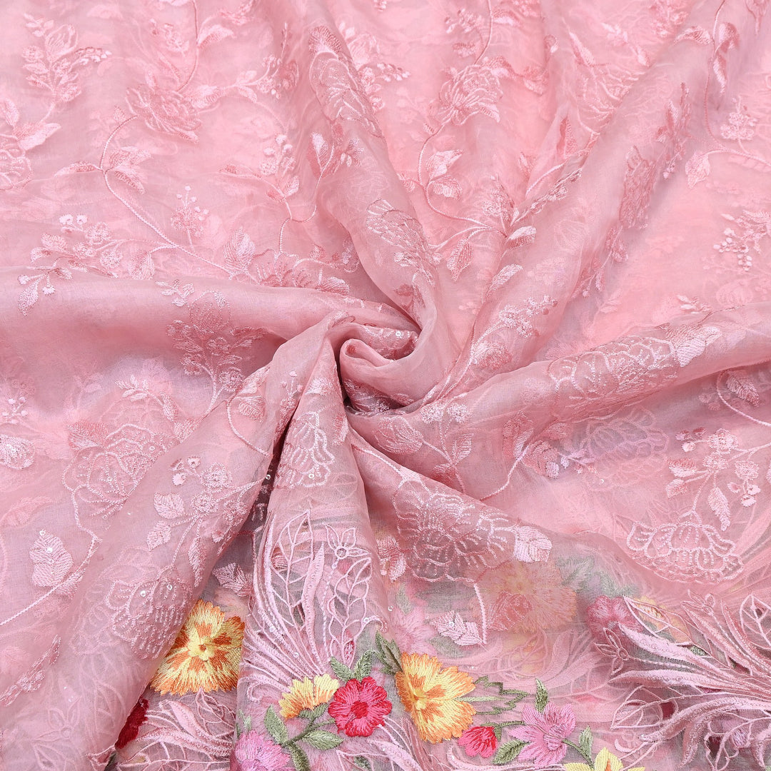 Premium Dyed Organza Cutwork Embroidery Fabric | Designer Organza Embroidered Fabric | MH0130-3