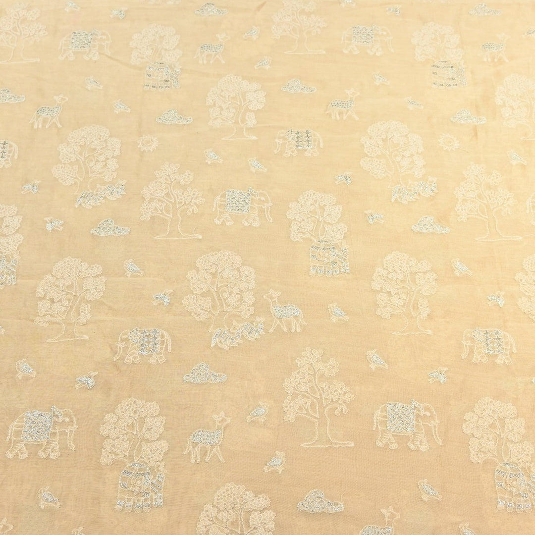 Hampton Color Silk Chanderi Zari Embroidery Fabric-V1699C