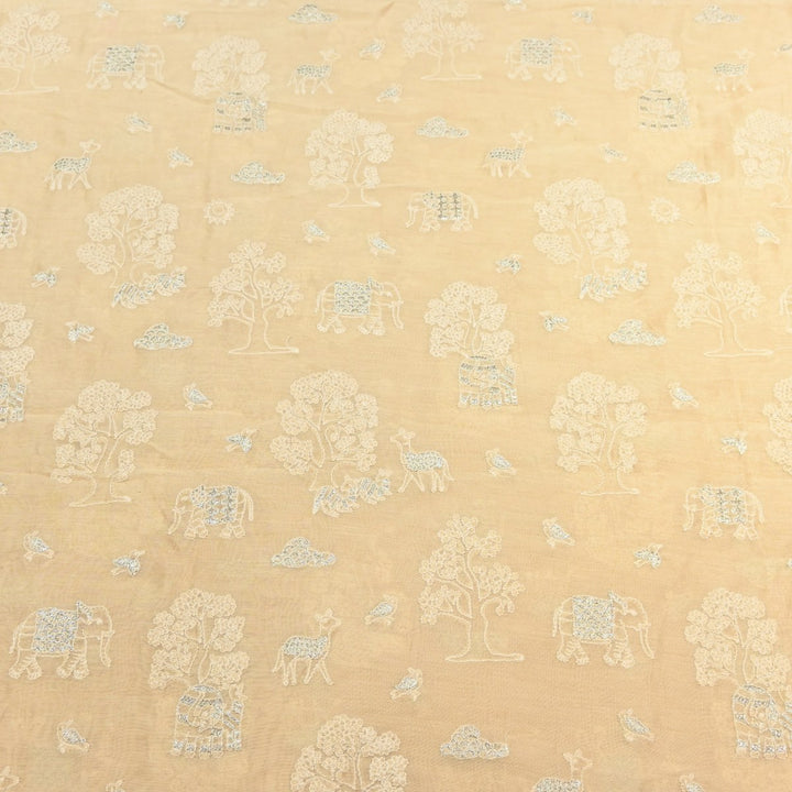Hampton Color Silk Chanderi Zari Embroidery Fabric-V1699C