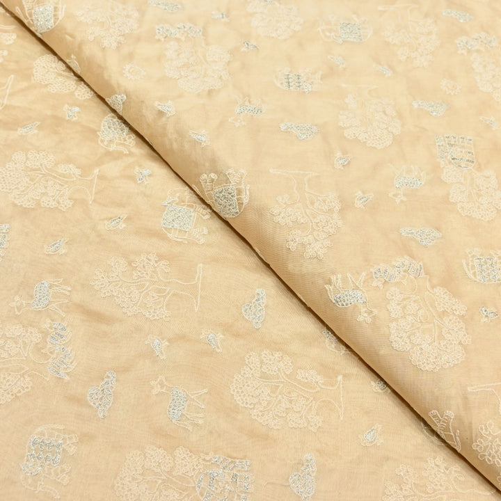 Hampton Color Silk Chanderi Zari Embroidery Fabric-V1699C