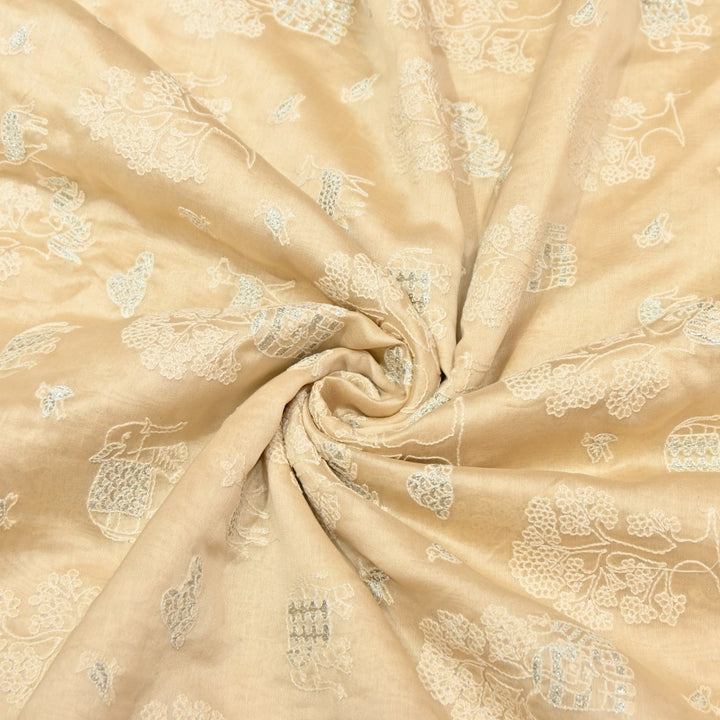 Hampton Color Silk Chanderi Zari Embroidery Fabric-V1699C