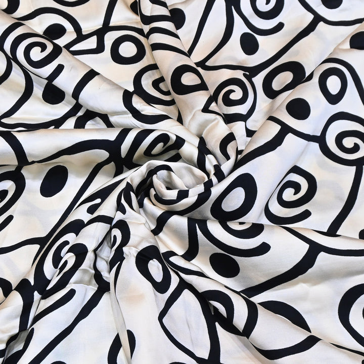 Bemberg Satin Digital Print Fabric 44" – Premium Designer Printed Satin Fabric - 001333-V12
