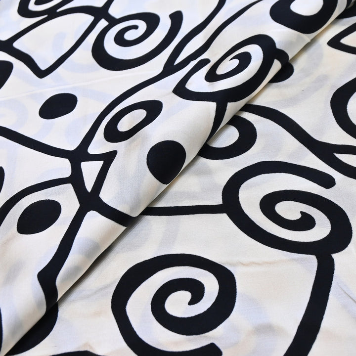 Bemberg Satin Digital Print Fabric 44" – Premium Designer Printed Satin Fabric - 001333-V12