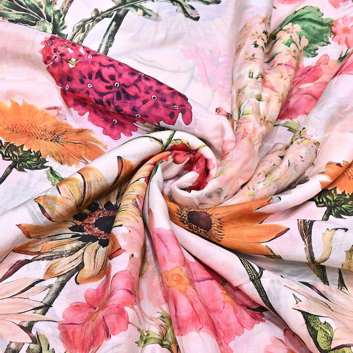 Premium Multicolor Muslin Digital Print Fabric - SNT0011-1