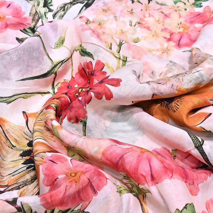 Premium Multicolor Muslin Digital Print Fabric - SNT0011-1