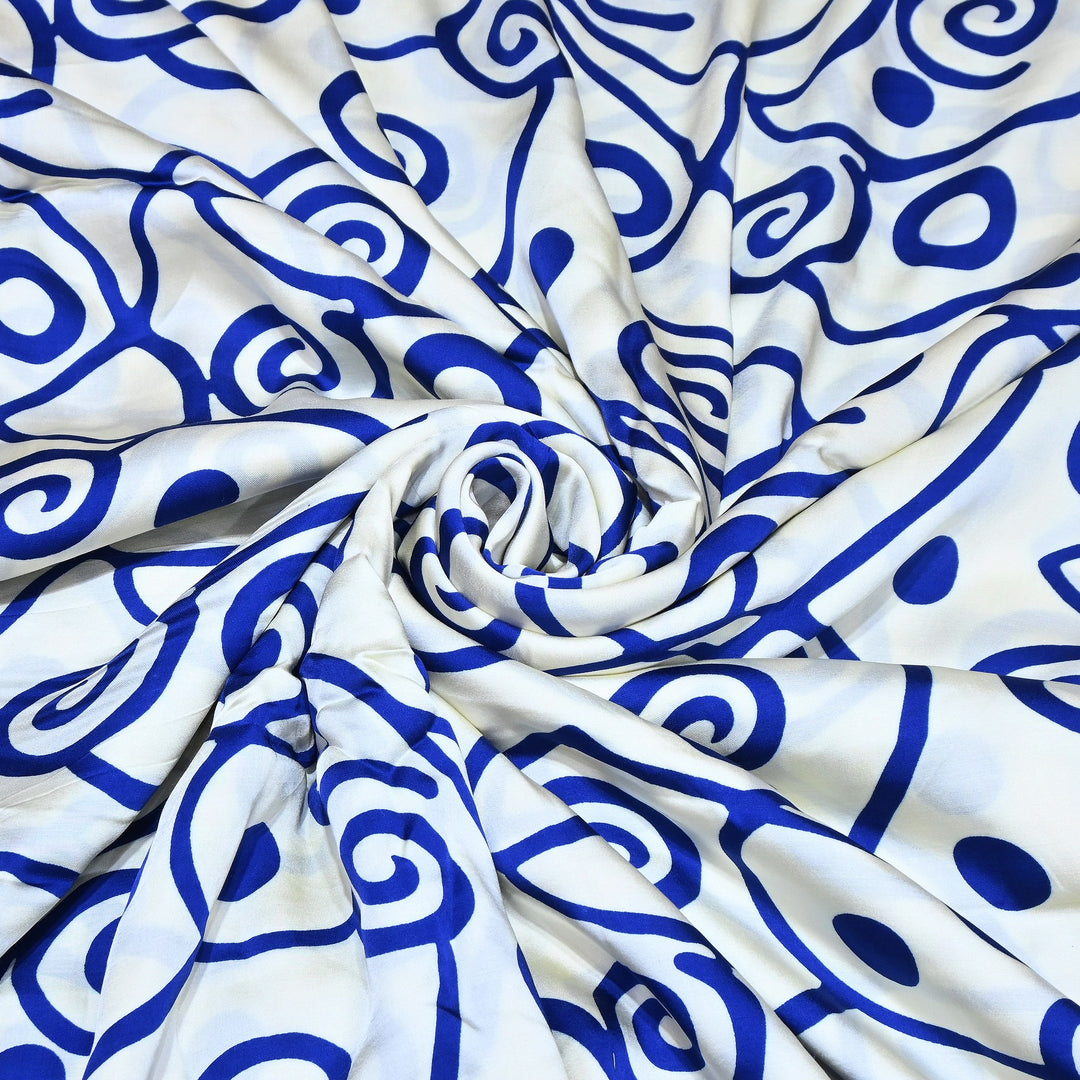 Bemberg Satin Digital Print Fabric 44" – Premium Designer Printed Satin Fabric - 001333-V8