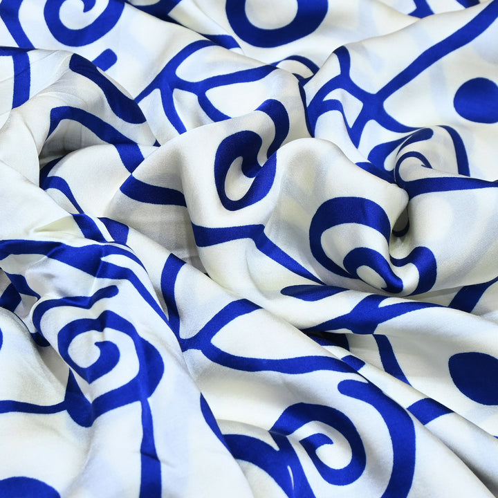 Bemberg Satin Digital Print Fabric 44" – Premium Designer Printed Satin Fabric - 001333-V8