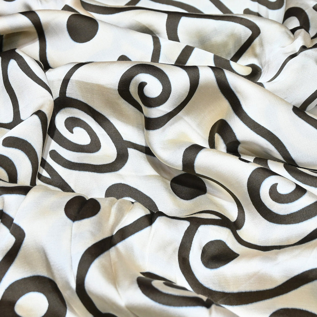 Bemberg Satin Digital Print Fabric 44" – Premium Designer Printed Satin Fabric - 001333-V7