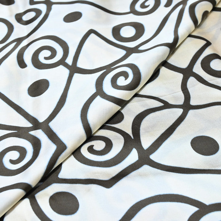 Bemberg Satin Digital Print Fabric 44" – Premium Designer Printed Satin Fabric - 001333-V7