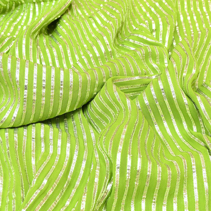Dyed Viscose Georgette Gota Patti Fabric 44" – Premium Embellished Designer Fabric - RC2335-4