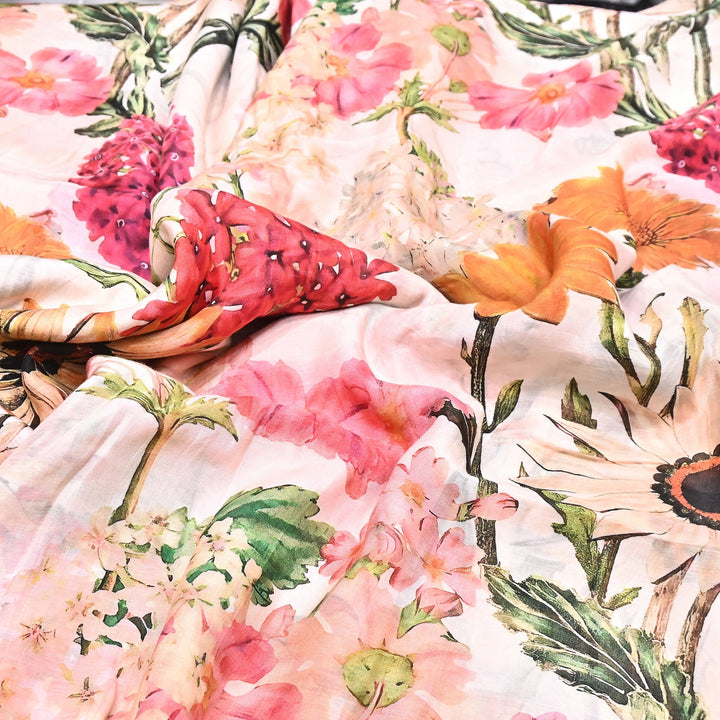Premium Multicolor Muslin Digital Print Fabric - SNT0011-9