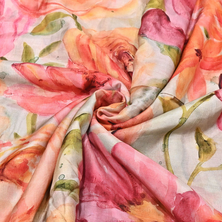 Premium Multicolor Muslin Digital Print Fabric - SNT0011-11
