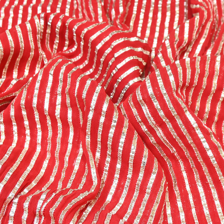 Dyed Viscose Georgette Gota Patti Fabric 44" – Premium Embellished Designer Fabric - RC2335-1