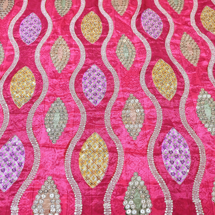 Crape Position Print Zari & Sequins Embroidery Fabric – Premium Designer Embroidered Fabric 00P448-2