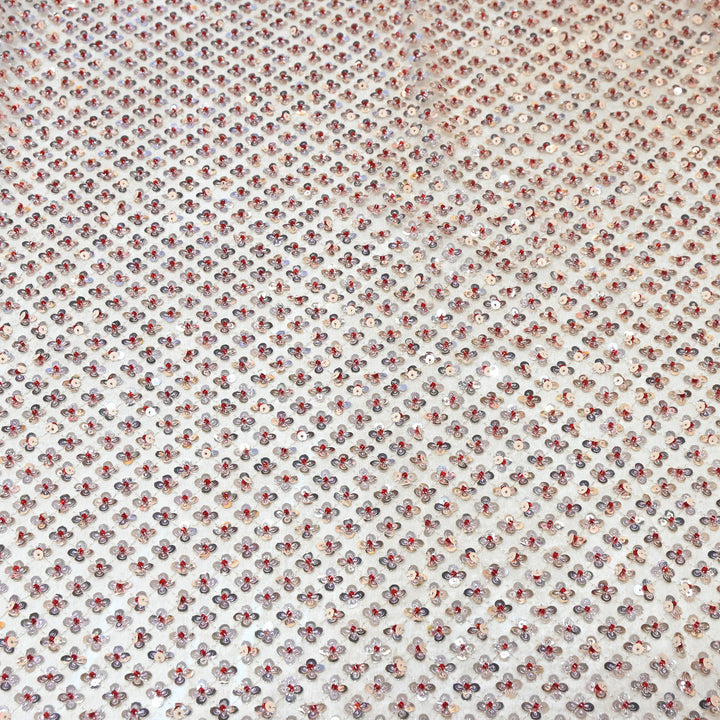 Dyed Net Moti & Sequins Embroidery Fabric – Elegant Designer Net Fabric V3227C