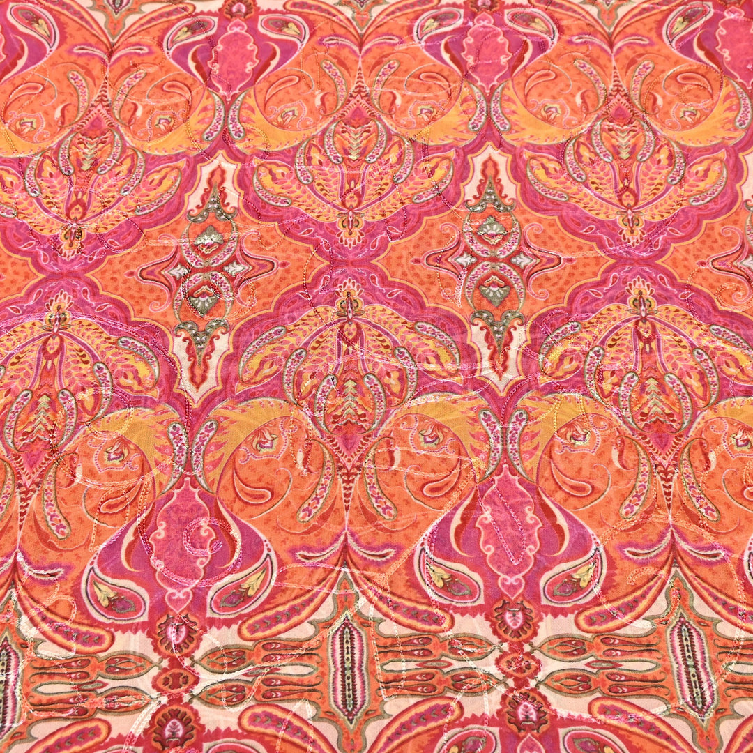 Viscose Georgette Floral Digital Print With Thread Embroidery Fabric LT0265-3