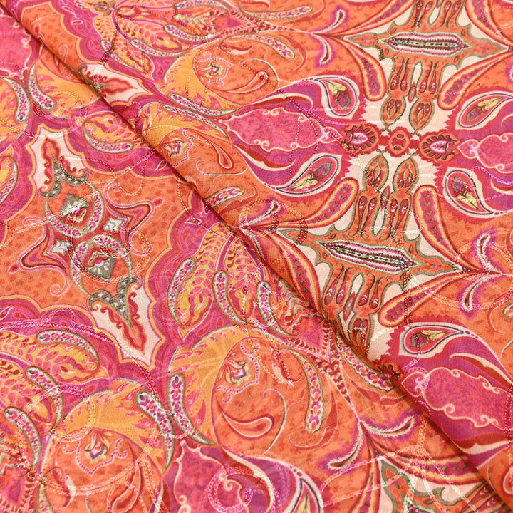 Viscose Georgette Floral Digital Print With Thread Embroidery Fabric LT0265-3
