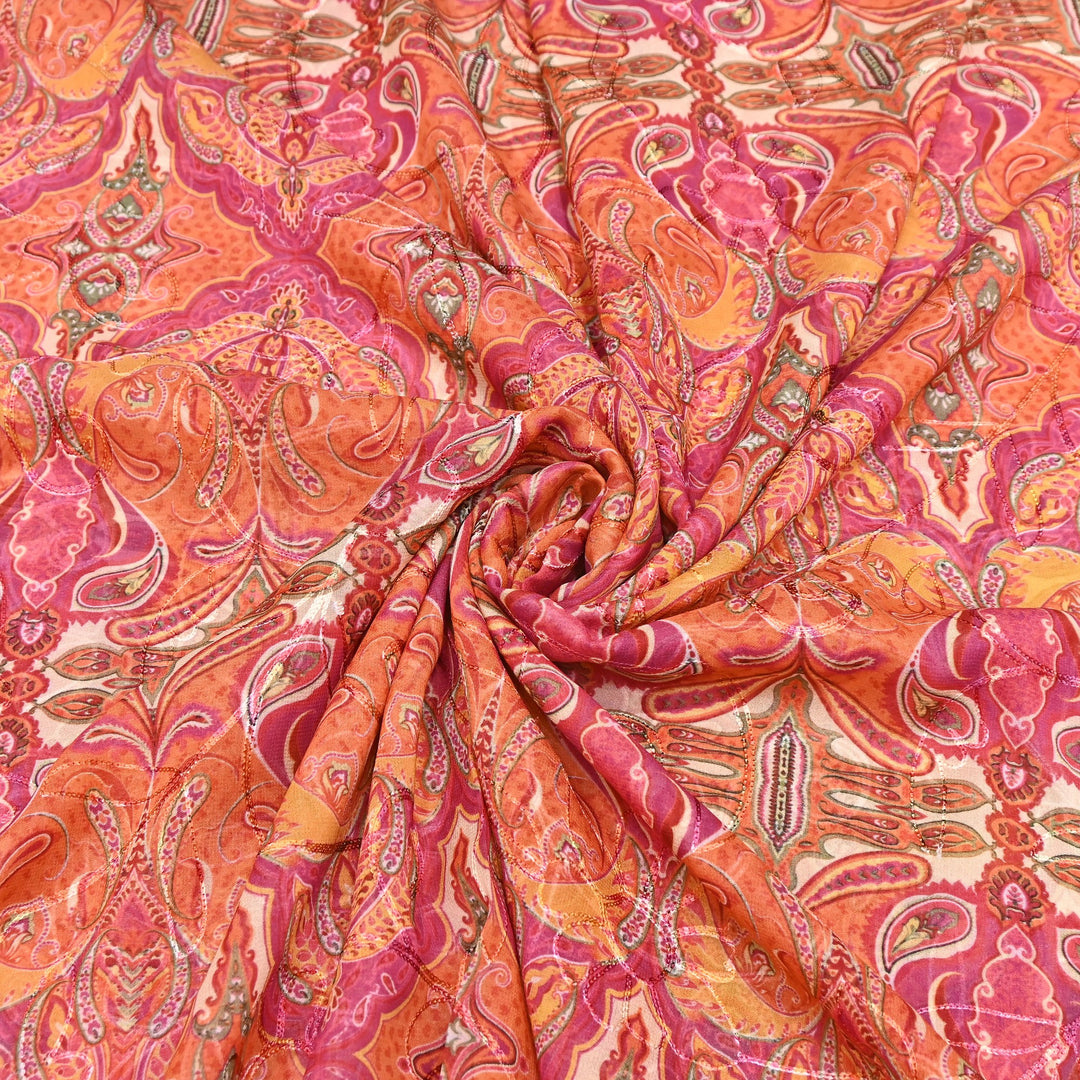 Viscose Georgette Floral Digital Print With Thread Embroidery Fabric LT0265-3