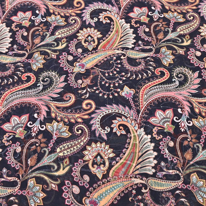 Viscose Georgette Floral Digital Print With Thread Embroidery Fabric LT0265-4