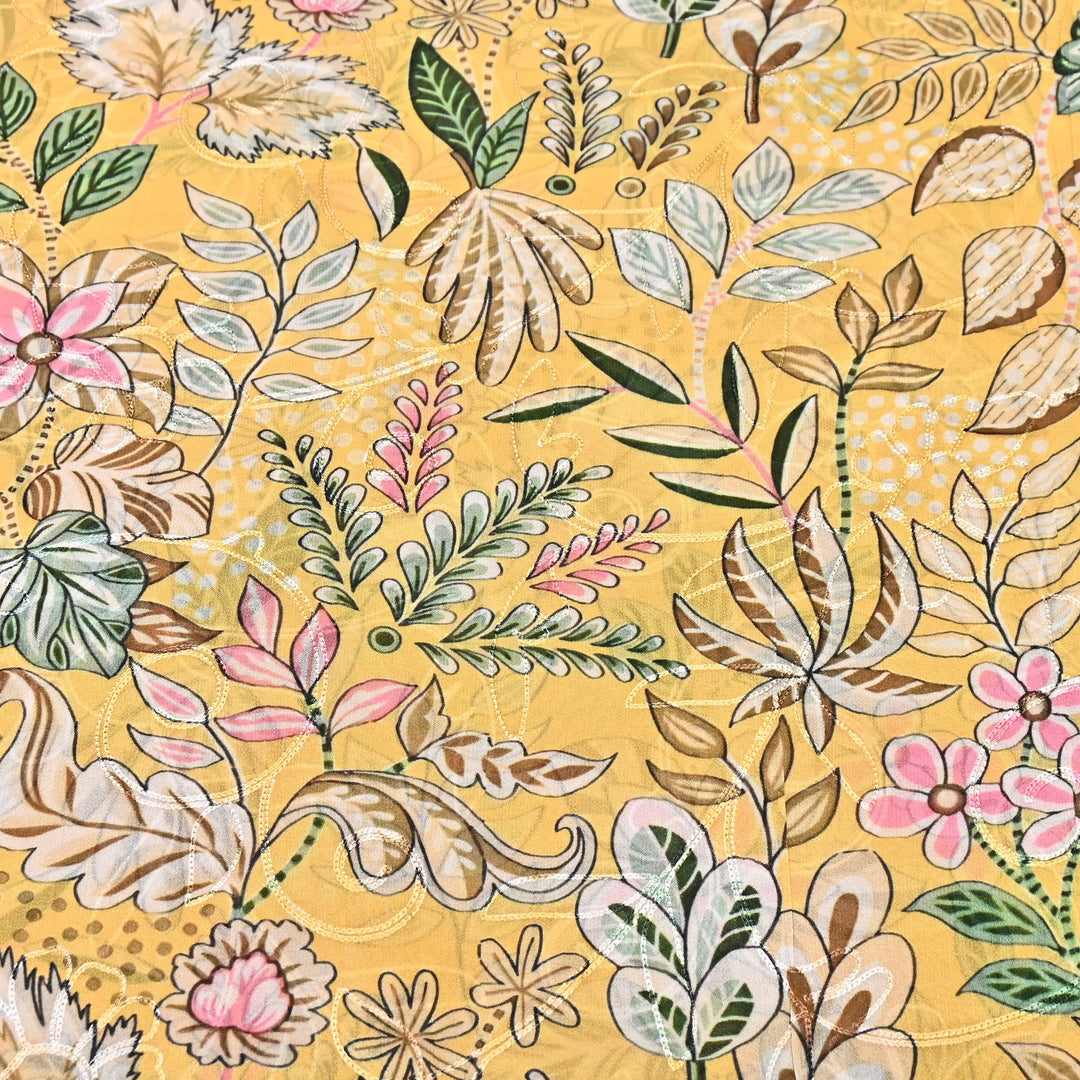 Viscose Georgette Floral Digital Print With Thread Embroidery Fabric LT0265-7