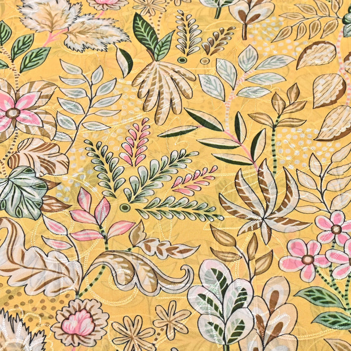 Viscose Georgette Floral Digital Print With Thread Embroidery Fabric LT0265-7