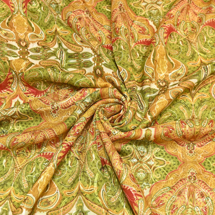 Viscose Georgette Floral Digital Print With Thread Embroidery Fabric LT0265-5
