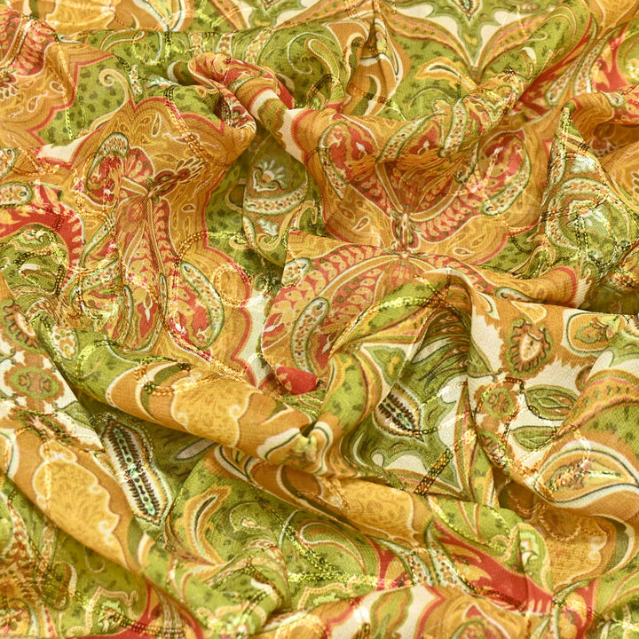 Viscose Georgette Floral Digital Print With Thread Embroidery Fabric LT0265-5