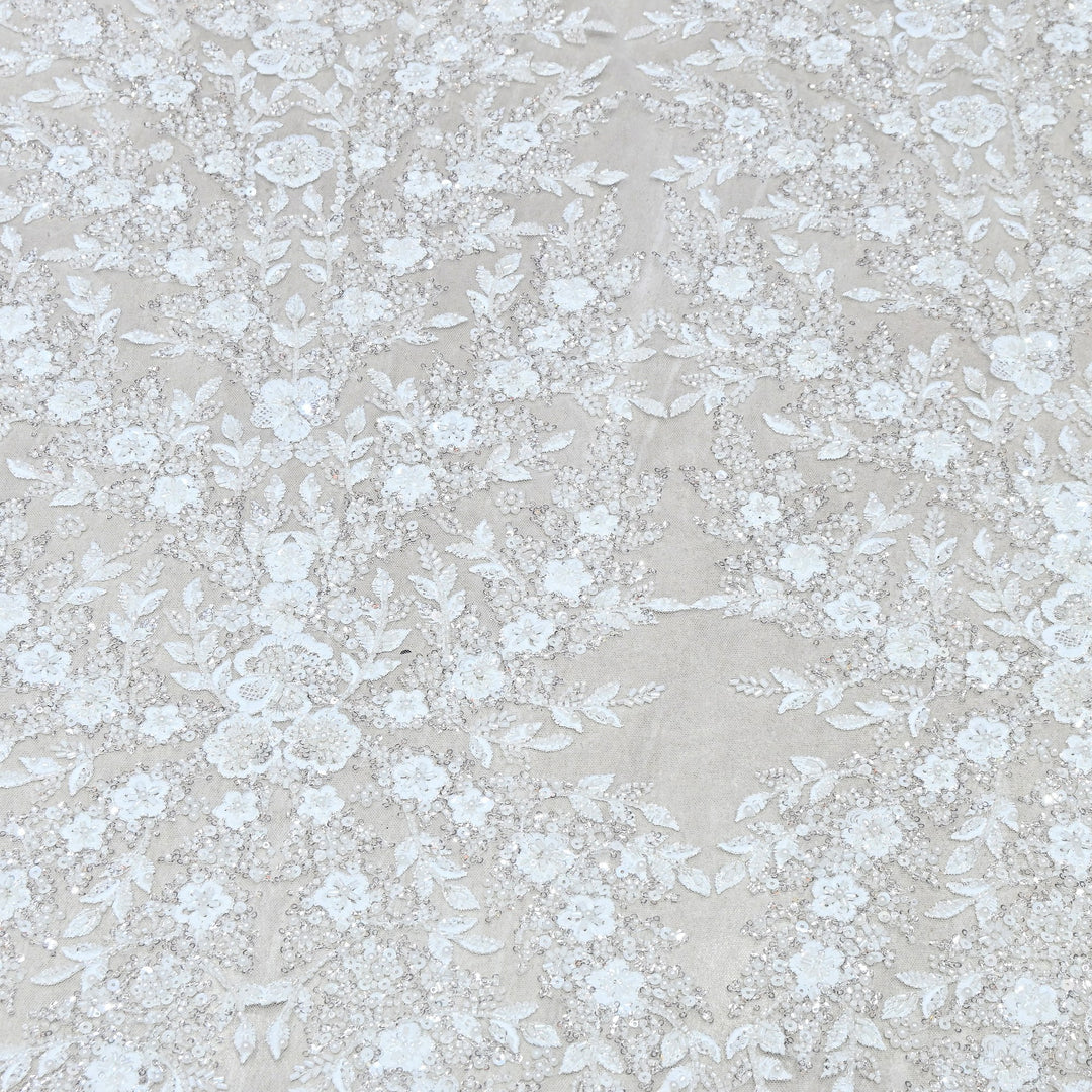 Imported Net Heavy Sequins, Beads & Pearl Floral Embroidery Designer Fabric - LTS001D10