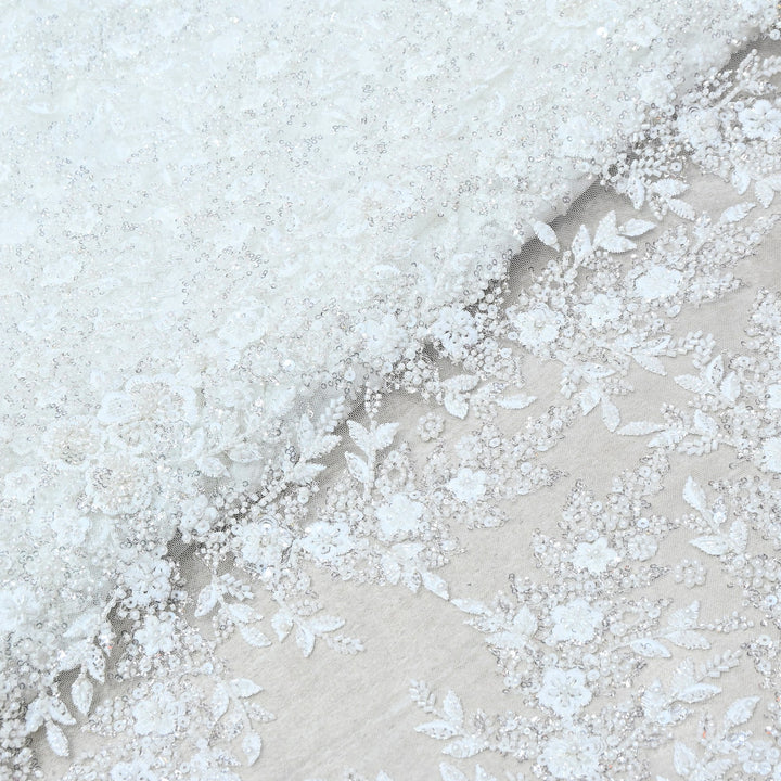 Imported Net Heavy Sequins, Beads & Pearl Floral Embroidery Designer Fabric - LTS001D10