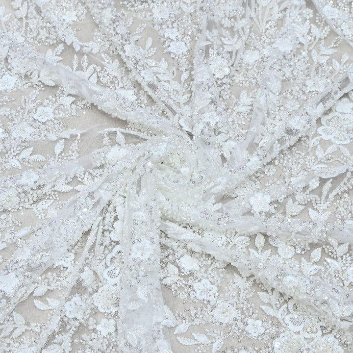Imported Net Heavy Sequins, Beads & Pearl Floral Embroidery Designer Fabric - LTS001D10