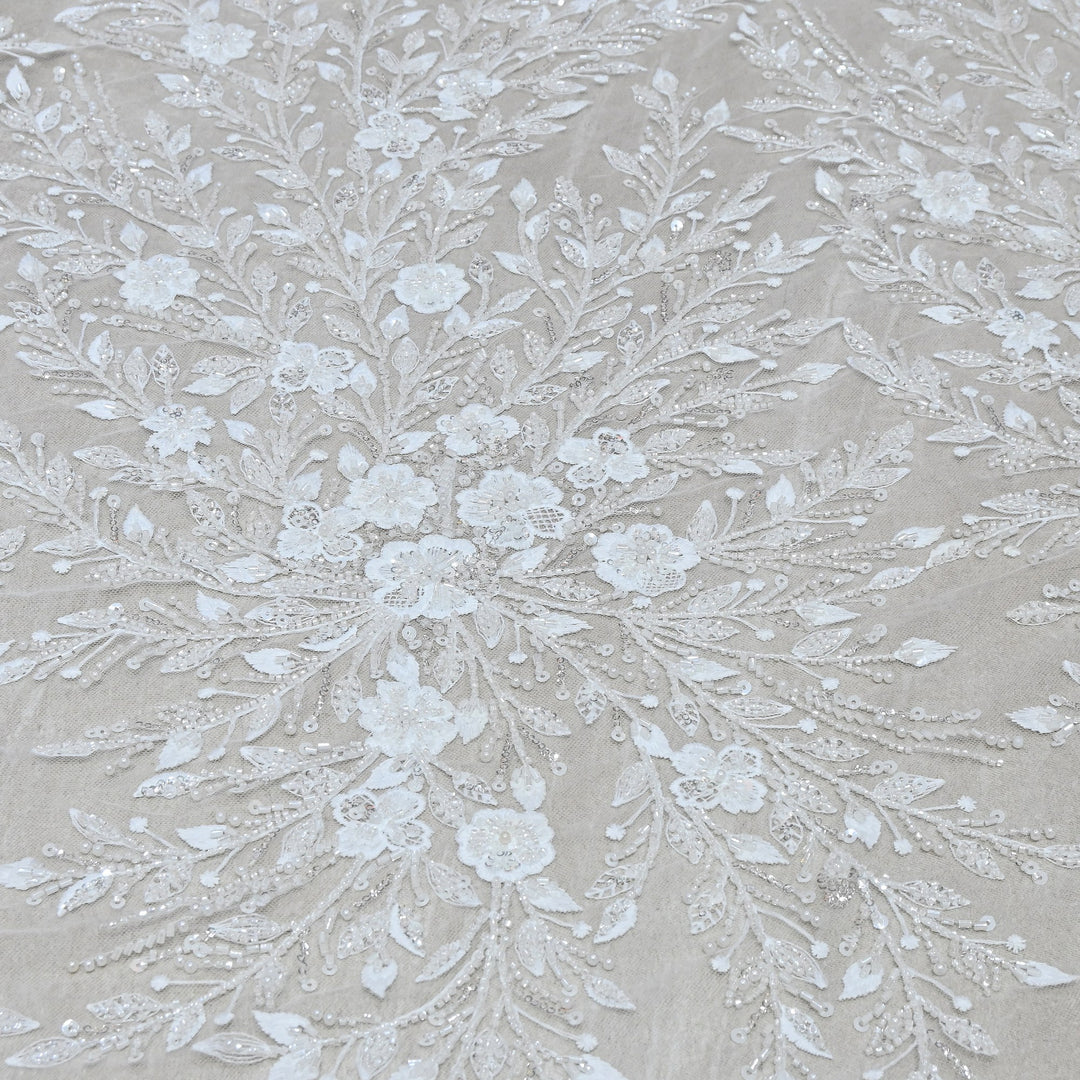 Imported Net Heavy Sequins, Beads & Pearl Floral Embroidery Designer Fabric - LTS001D3