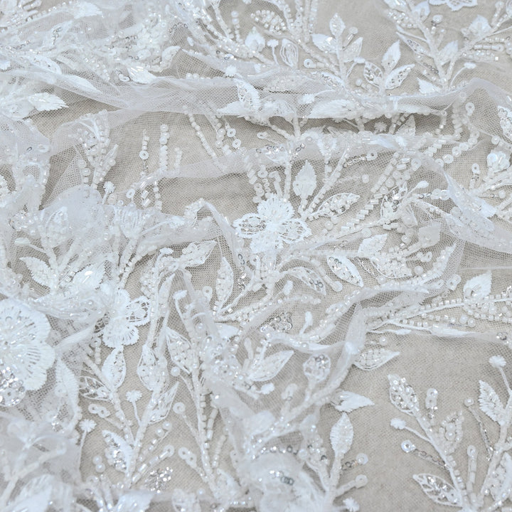 Imported Net Heavy Sequins, Beads & Pearl Floral Embroidery Designer Fabric - LTS001D3