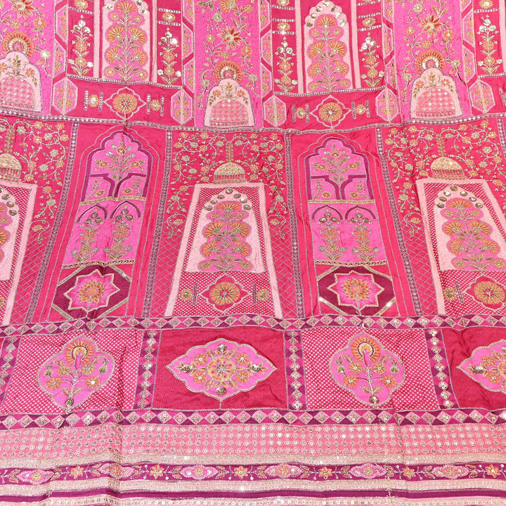Russian Silk Position Print with Zari Sequence Embroidery- 00P420-2
