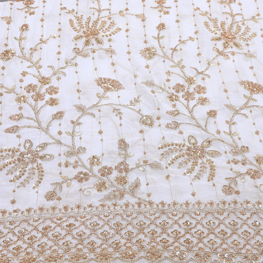 Dyeable Georgette Fabric with Zari, Moti & Sequins Embroidery – V3244C