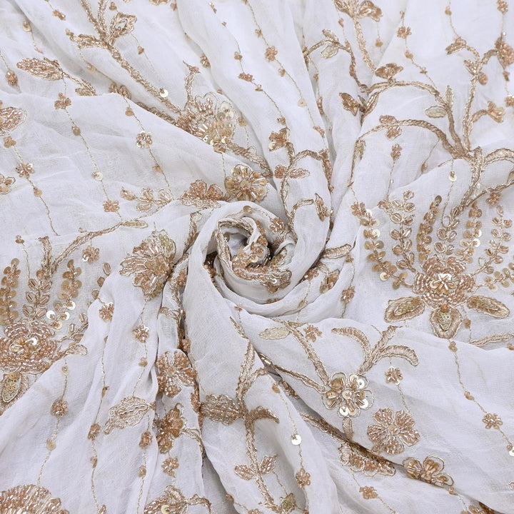 Dyeable Georgette Fabric with Zari, Moti & Sequins Embroidery – V3244C