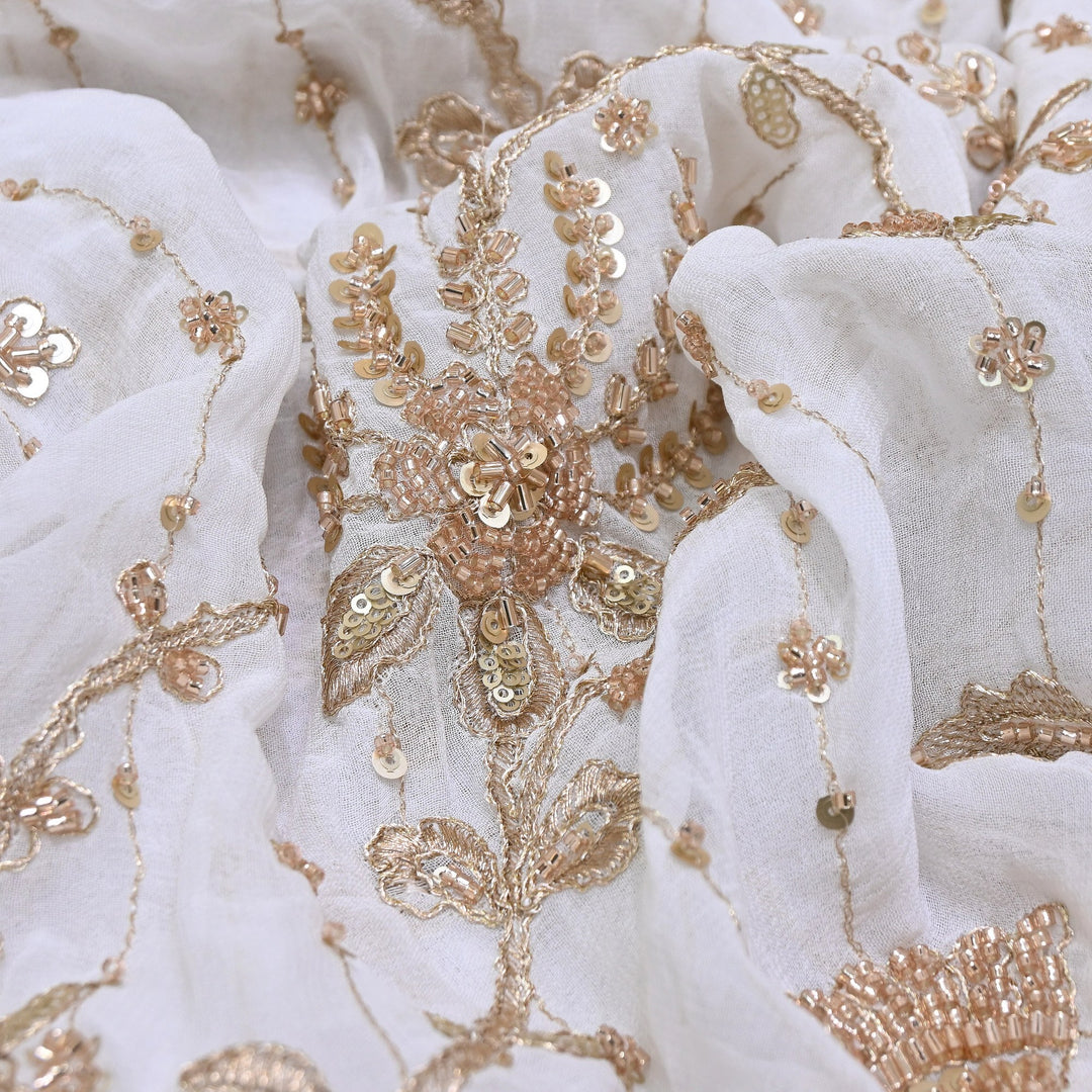 Dyeable Georgette Fabric with Zari, Moti & Sequins Embroidery – V3244C