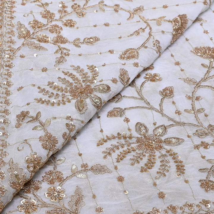 Dyeable Georgette Fabric with Zari, Moti & Sequins Embroidery – V3244C