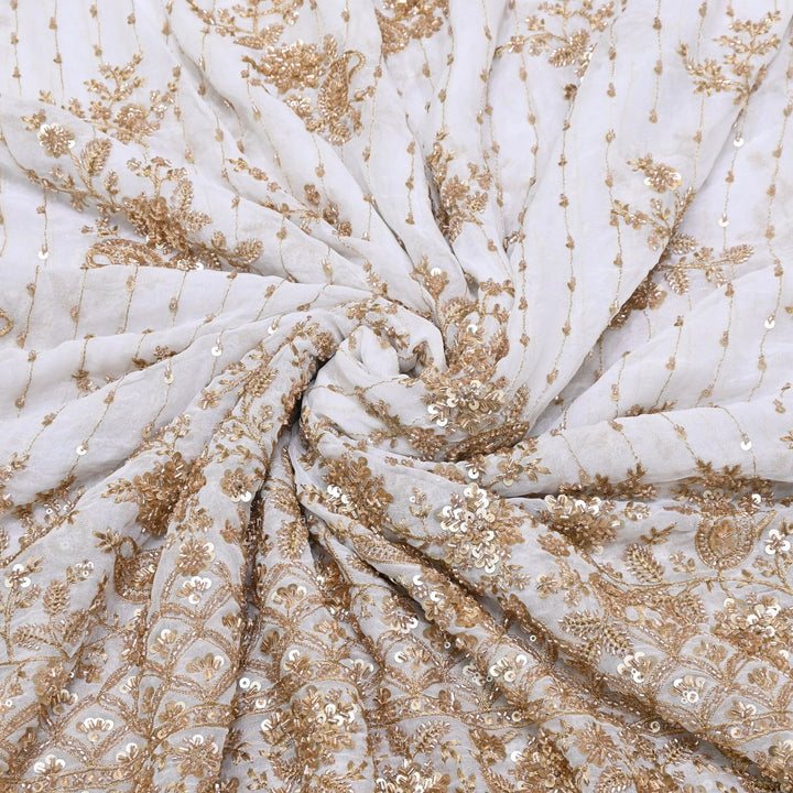 Dyeable Georgette Fabric with Zari, Moti & Sequins Embroidery – V2665C