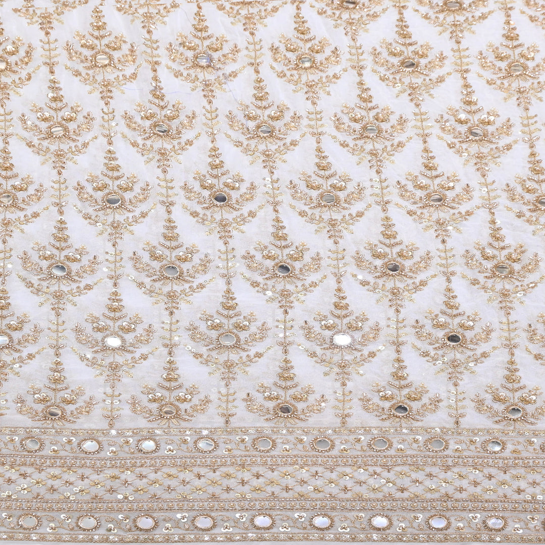 Dyeable Georgette Dupatta Fabric with Zari, Sequins, Mirror & Moti Embroidery - V2420C