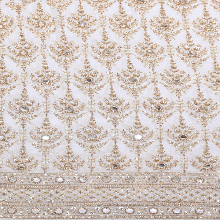 Dyeable Georgette Dupatta Fabric with Zari, Sequins, Mirror & Moti Embroidery - V2420C