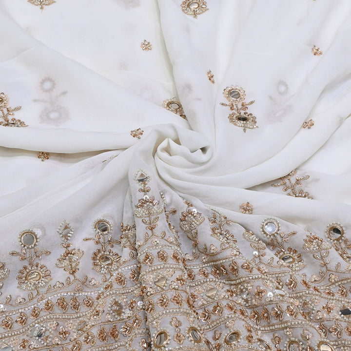 Dyeable Georgette Fabric with Mirror Moti & Sequins Embroidery - BW6920