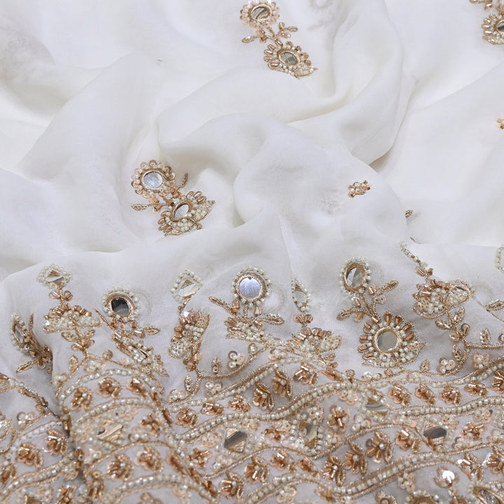 Dyeable Georgette Fabric with Mirror Moti & Sequins Embroidery - BW6920